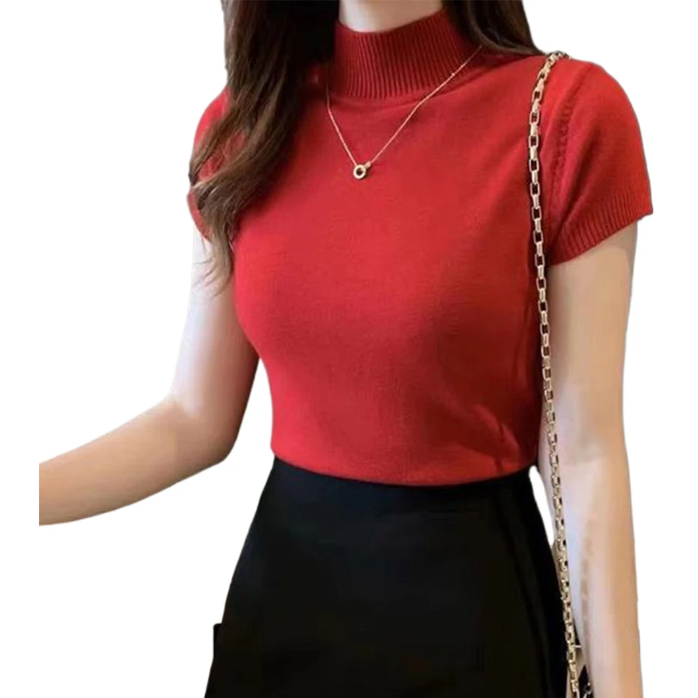 Stylish Comfy Crop Top T-Shirt All Seasons Casual Daily Half Turtleneck Microelasticity Regular Length Short Sleeve
Stylish Comfy Crop Top T-Shirt All Seasons Casual Daily Half Turtleneck Microelasticity Regular Length Short Sleeve