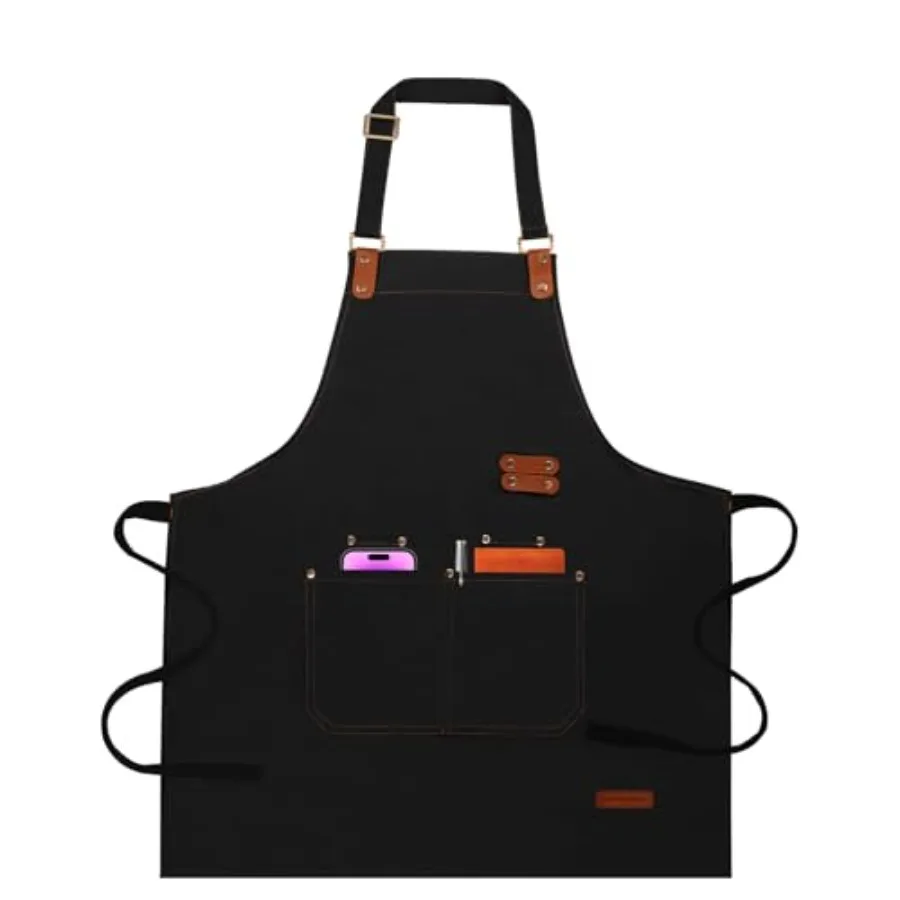 Chef Aprons for Women Men with Pockets Functional and Large,Oil-Repellent and Water-Resistant Heavy-Duty Black Canvas with Adju
Chef Aprons for Women Men with Pockets Functional and Large,Oil-Repellent and Water-Resistant Heavy-Duty Black Canvas with Adju
