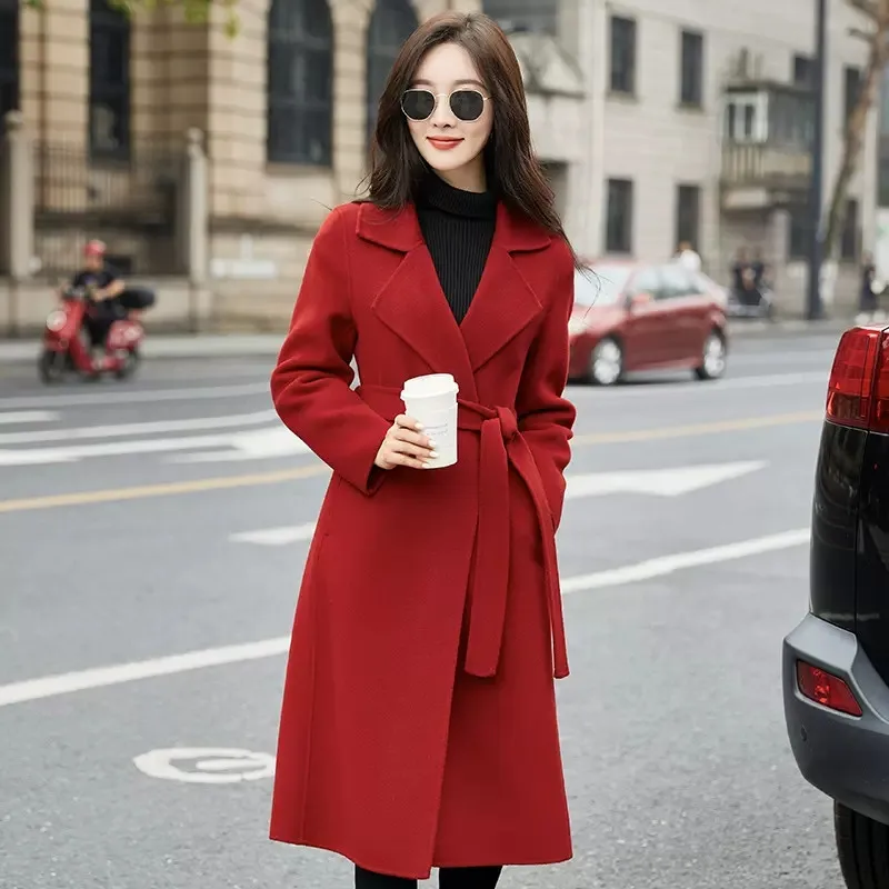 Double-Sided Cashmere Woolen Coat Women Mid-Length 2023 Autumn Korean Elegant Solid color Slim Lace Up Wool Jacket Female G2861
Double-Sided Cashmere Woolen Coat Women Mid-Length 2023 Autumn Korean Elegant Solid color Slim Lace Up Wool Jacket Female G2861