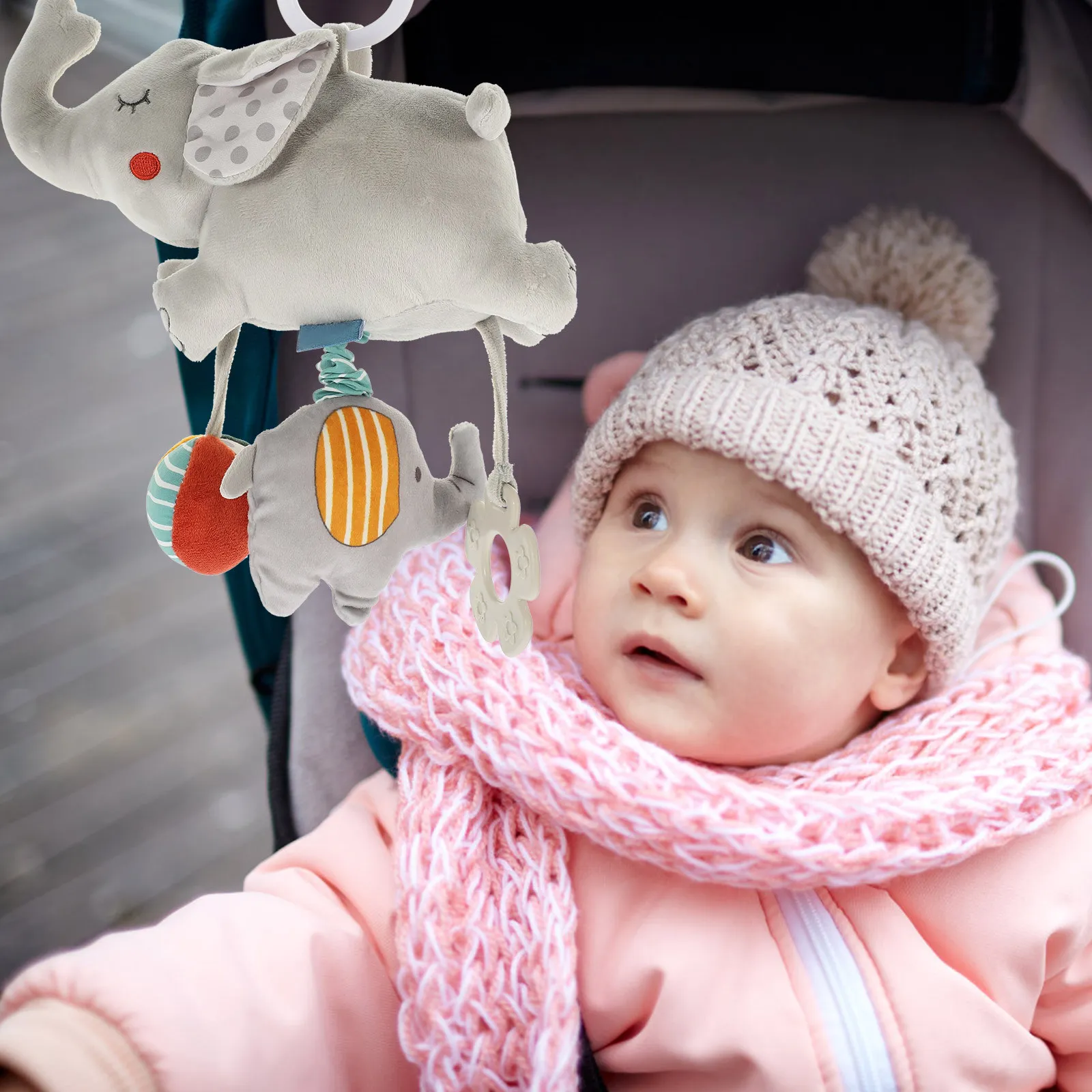 Baby Stroller Hanging Rattle Pull Bell Car Seat Hanging Elephant Cartoon Design Infant Visual Hearing Development Music Rattle
Baby Stroller Hanging Rattle Pull Bell Car Seat Hanging Elephant Cartoon Design Infant Visual Hearing Development Music Rattle