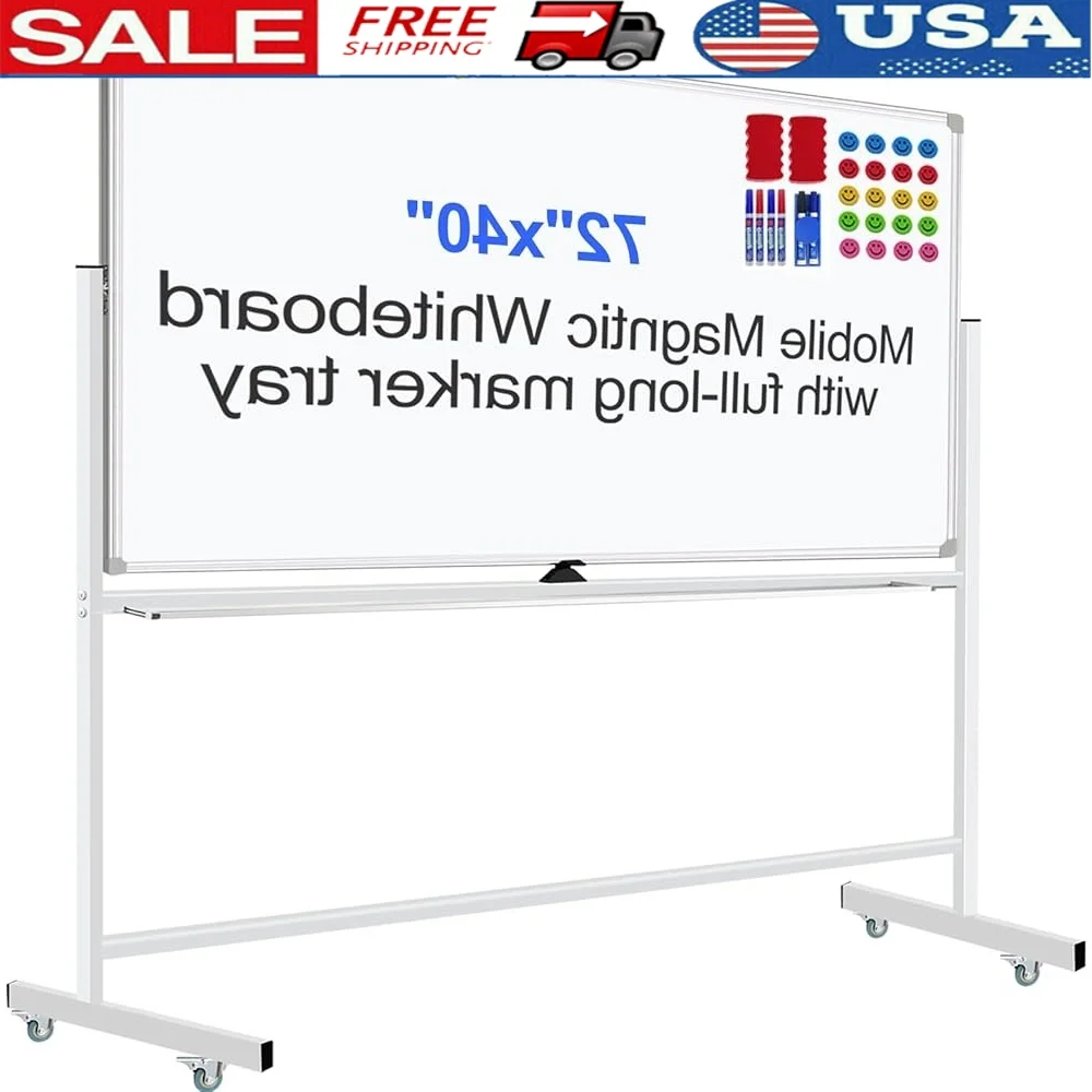 Large Mobile Magnetic Whiteboard Rolling Stand Double-Sided Dry Erase Board Easy Flip Erase Surface Portable Office School
Large Mobile Magnetic Whiteboard Rolling Stand Double-Sided Dry Erase Board Easy Flip Erase Surface Portable Office School
