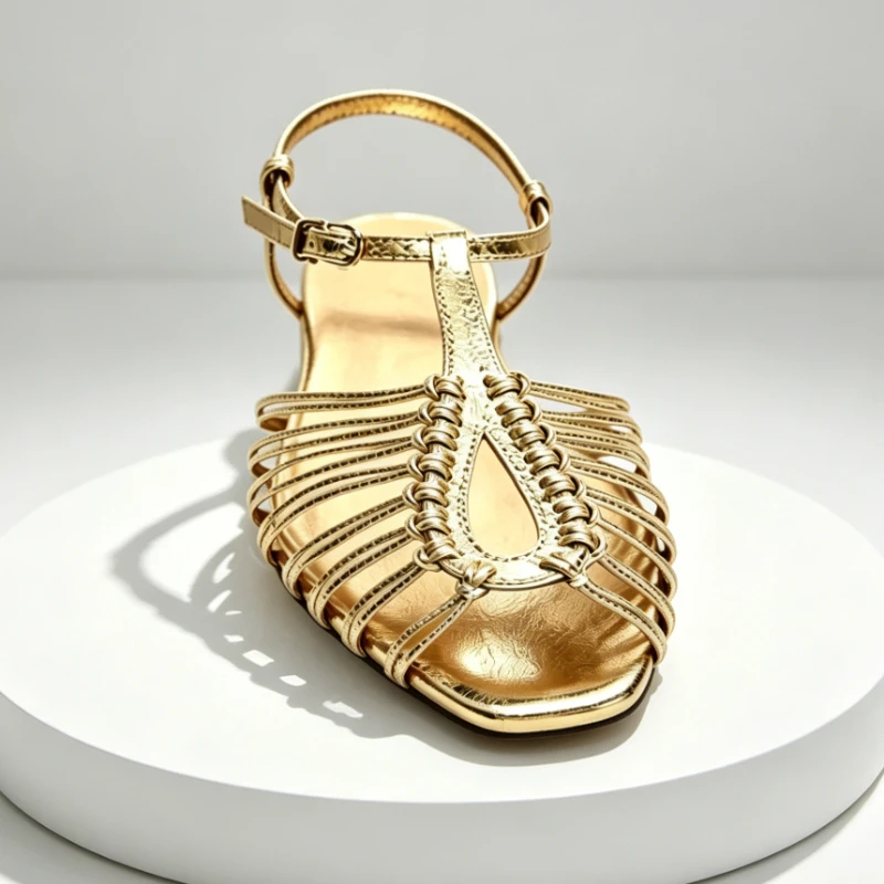 Gold Braided Gladiator Flat Sandals for Women Sexy Ankle Strap Cage Summer Beach Shoes Comfortable Non-slip Casual Roman Sandals
Gold Braided Gladiator Flat Sandals for Women Sexy Ankle Strap Cage Summer Beach Shoes Comfortable Non-slip Casual Roman Sandals