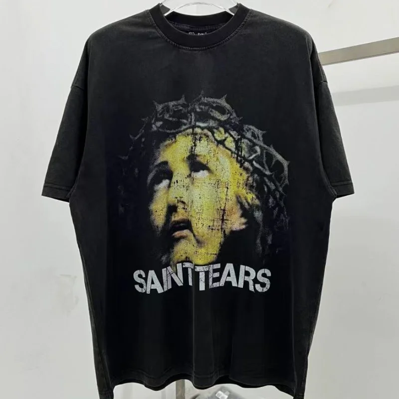 American New Saint Vintage Wash Black Short-sleeved T-shirt Men Women High Quality Casual Cotton Top T shirt
American New Saint Vintage Wash Black Short-sleeved T-shirt Men Women High Quality Casual Cotton Top T shirt
