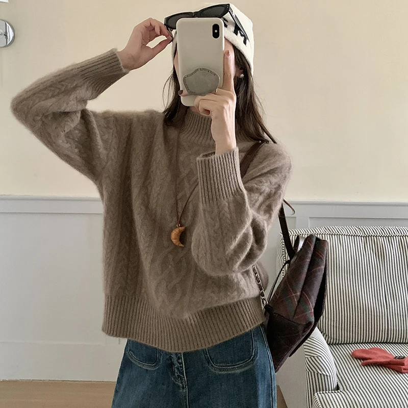 2024 Korean Autumn/Winter Thicken Loose Cashmere Sweater Women's Round Neck Pullover 100% Pure Wool Knit Sweater Soft Top Female
2024 Korean Autumn/Winter Thicken Loose Cashmere Sweater Women's Round Neck Pullover 100% Pure Wool Knit Sweater Soft Top Female
