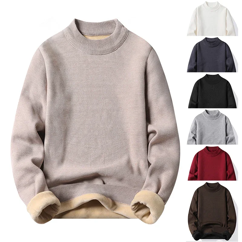 Winter New Men's Knitted Sweater with A Half High Collar Solid Color Plush and Warm Knitted Lining Top Casual and Versatile Top
Winter New Men's Knitted Sweater with A Half High Collar Solid Color Plush and Warm Knitted Lining Top Casual and Versatile Top