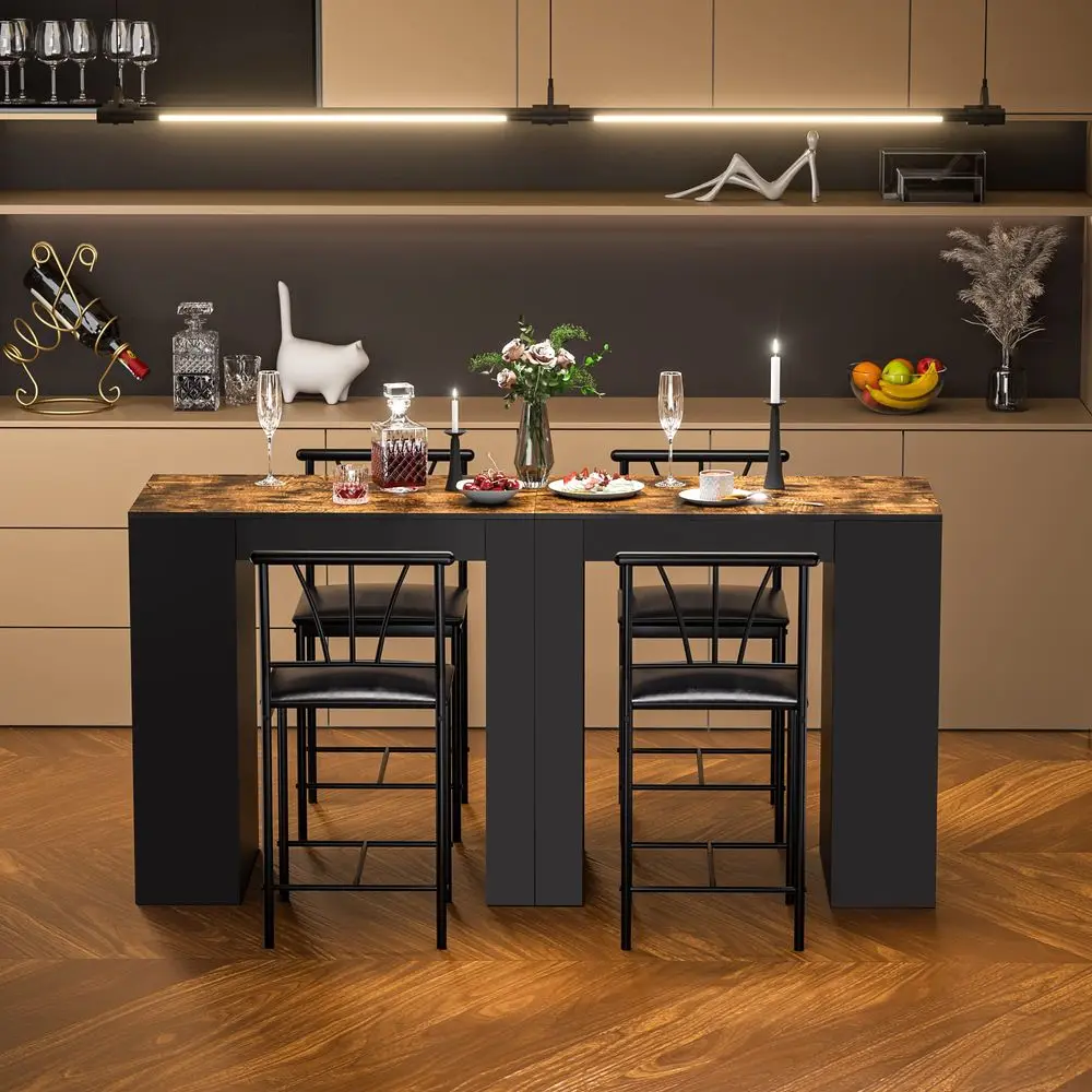 Small Bar Table and Chairs Tall Kitchen Breakfast Nook with Stools Dining Set for 2, Storage Shelves, SpaceSaving, Retro
Small Bar Table and Chairs Tall Kitchen Breakfast Nook with Stools Dining Set for 2, Storage Shelves, SpaceSaving, Retro