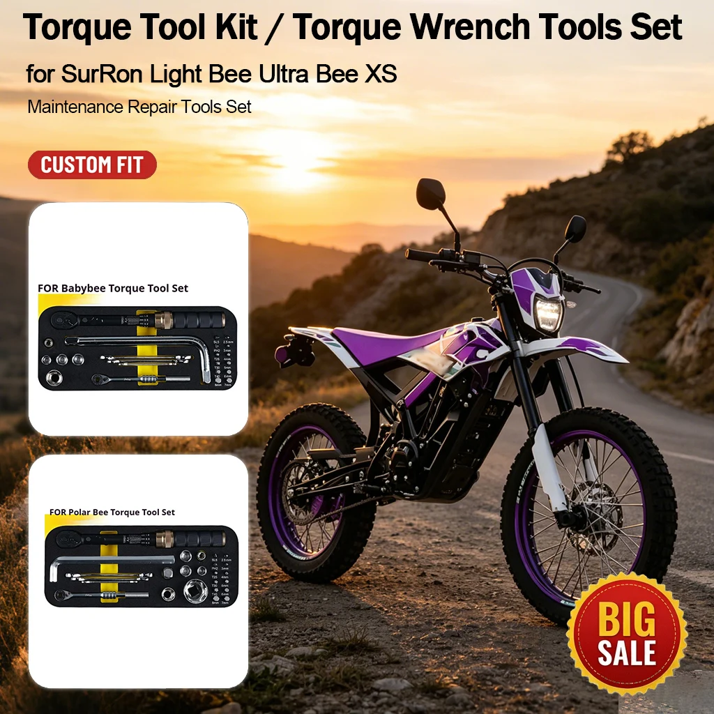 Custom Torque Tool Kit Maintenance Repair Wrench Tools Set for SurRon Light Bee Ultra Bee XS Off-road Motorcycle
Custom Torque Tool Kit Maintenance Repair Wrench Tools Set for SurRon Light Bee Ultra Bee XS Off-road Motorcycle