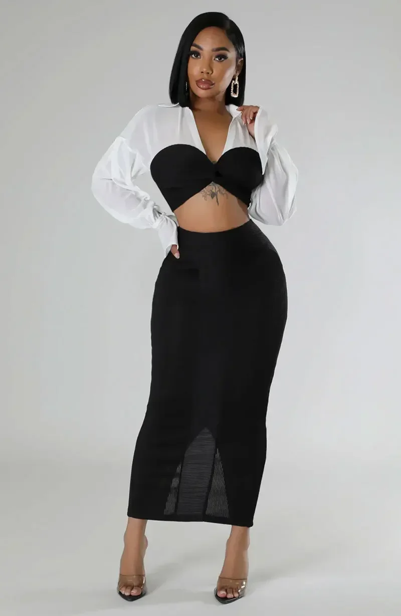 GUWU Fashion Women Pencil Long Skirt and White Splicing Long Sleeve Ruched Top Fall Street Two 2 Piece Dress Sets Outfits
GUWU Fashion Women Pencil Long Skirt and White Splicing Long Sleeve Ruched Top Fall Street Two 2 Piece Dress Sets Outfits