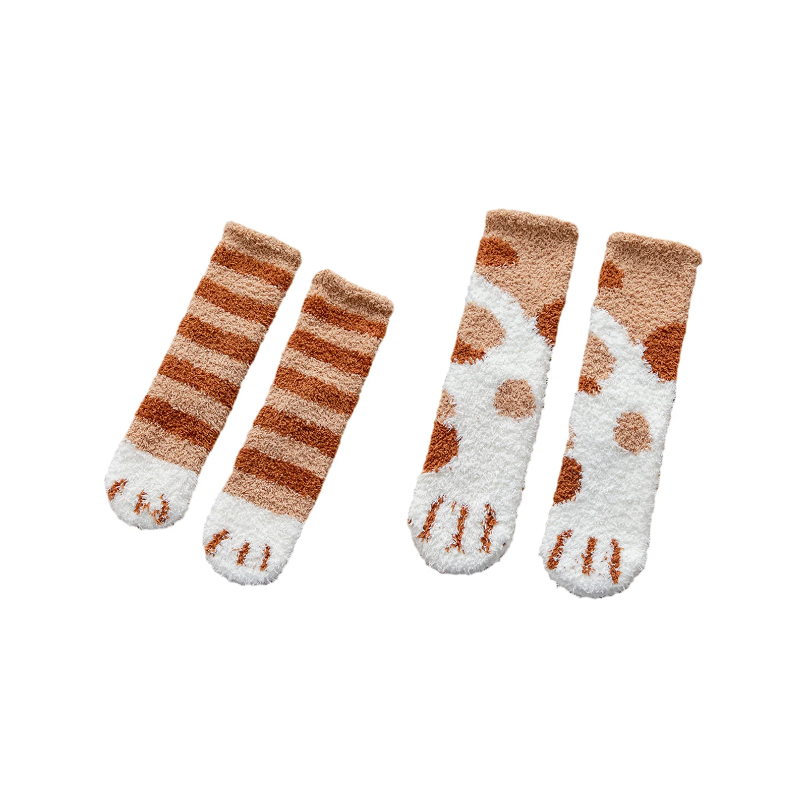 Coral velvet cat claw anti-slip floor socks combination (khaki stripes + khaki spots)
Coral velvet cat claw anti-slip floor socks combination (khaki stripes + khaki spots)