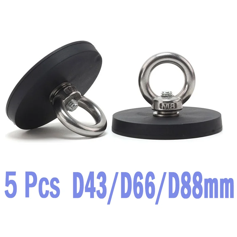5Pcs Rubber Coated Super Strong Neodymium Magnets Hooks D43/D66/D88mm Fishing Lifting Ring Magnet Super Strong Neodymium Magnets
5Pcs Rubber Coated Super Strong Neodymium Magnets Hooks D43/D66/D88mm Fishing Lifting Ring Magnet Super Strong Neodymium Magnets