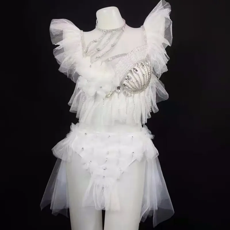 Club Party Show Sexy Dance Costume Gogo Stage Wear White Mesh Rhinestones Bikini Bodysuit Women DJ Dancer Performance Clothes
Club Party Show Sexy Dance Costume Gogo Stage Wear White Mesh Rhinestones Bikini Bodysuit Women DJ Dancer Performance Clothes