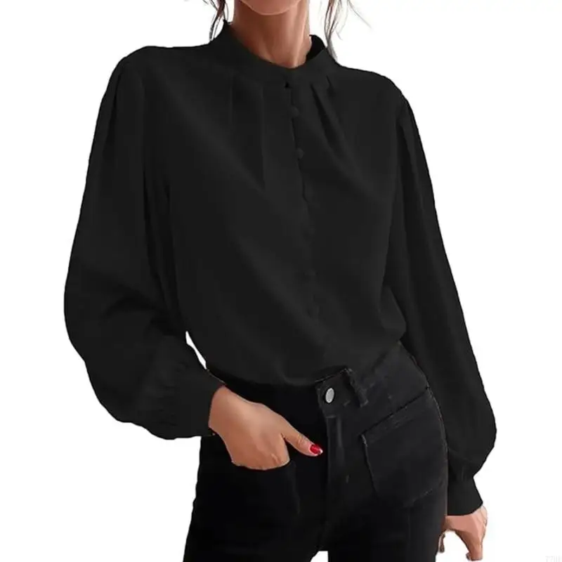 77HE Women's Fall Long Lantern Sleeve Blouse Stand Collar Single-Breasted Solid Casual Loose Blouse Tops
77HE Women's Fall Long Lantern Sleeve Blouse Stand Collar Single-Breasted Solid Casual Loose Blouse Tops