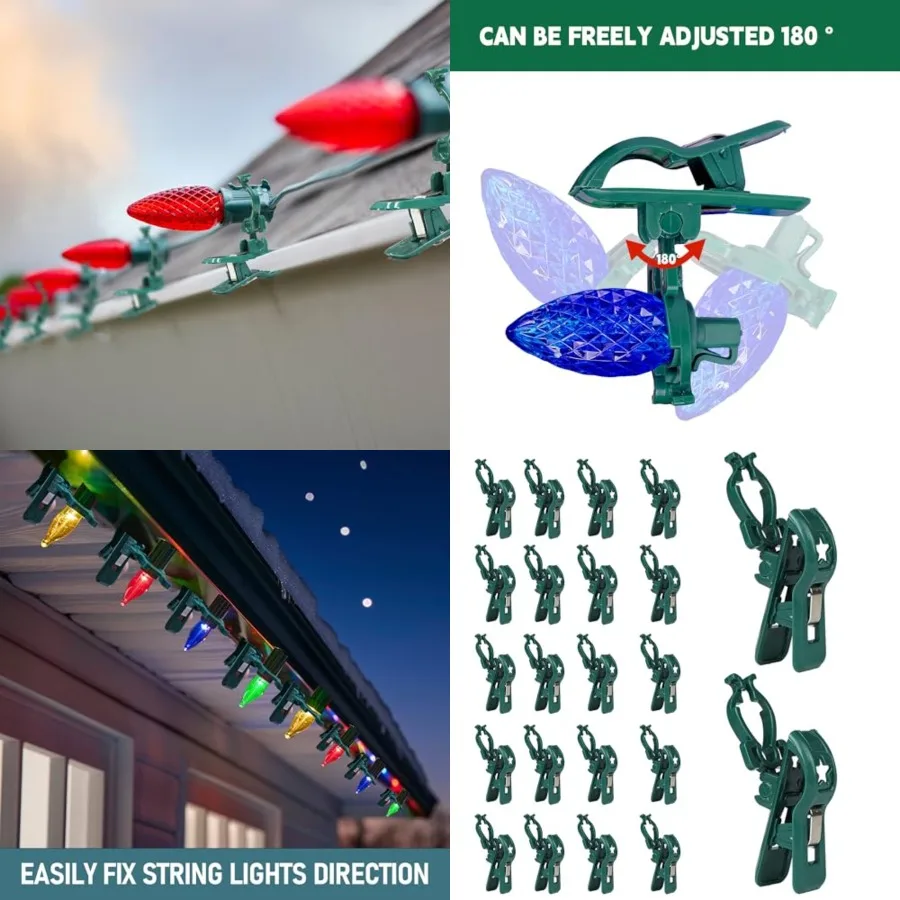 Dazzle Bright C7 C9 Christmas Lights Spring Clips, Universal Holiday Lights Quick Spring Clips, E12, E17 Shatterproof Weatherpr
Dazzle Bright C7 C9 Christmas Lights Spring Clips, Universal Holiday Lights Quick Spring Clips, E12, E17 Shatterproof Weatherpr