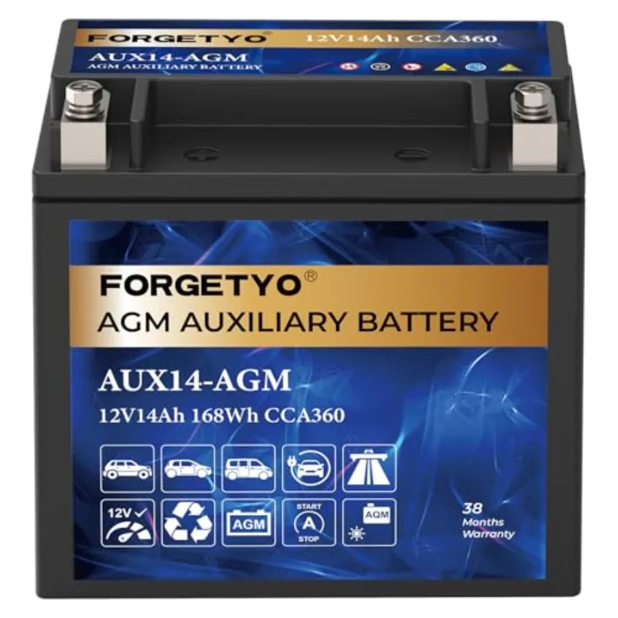 AUX14 Auxiliary Battery 12V 14 AH AGM Battery 240 CCA Rechargeable AGM Maintenance Free 38 Months Warranty
AUX14 Auxiliary Battery 12V 14 AH AGM Battery 240 CCA Rechargeable AGM Maintenance Free 38 Months Warranty