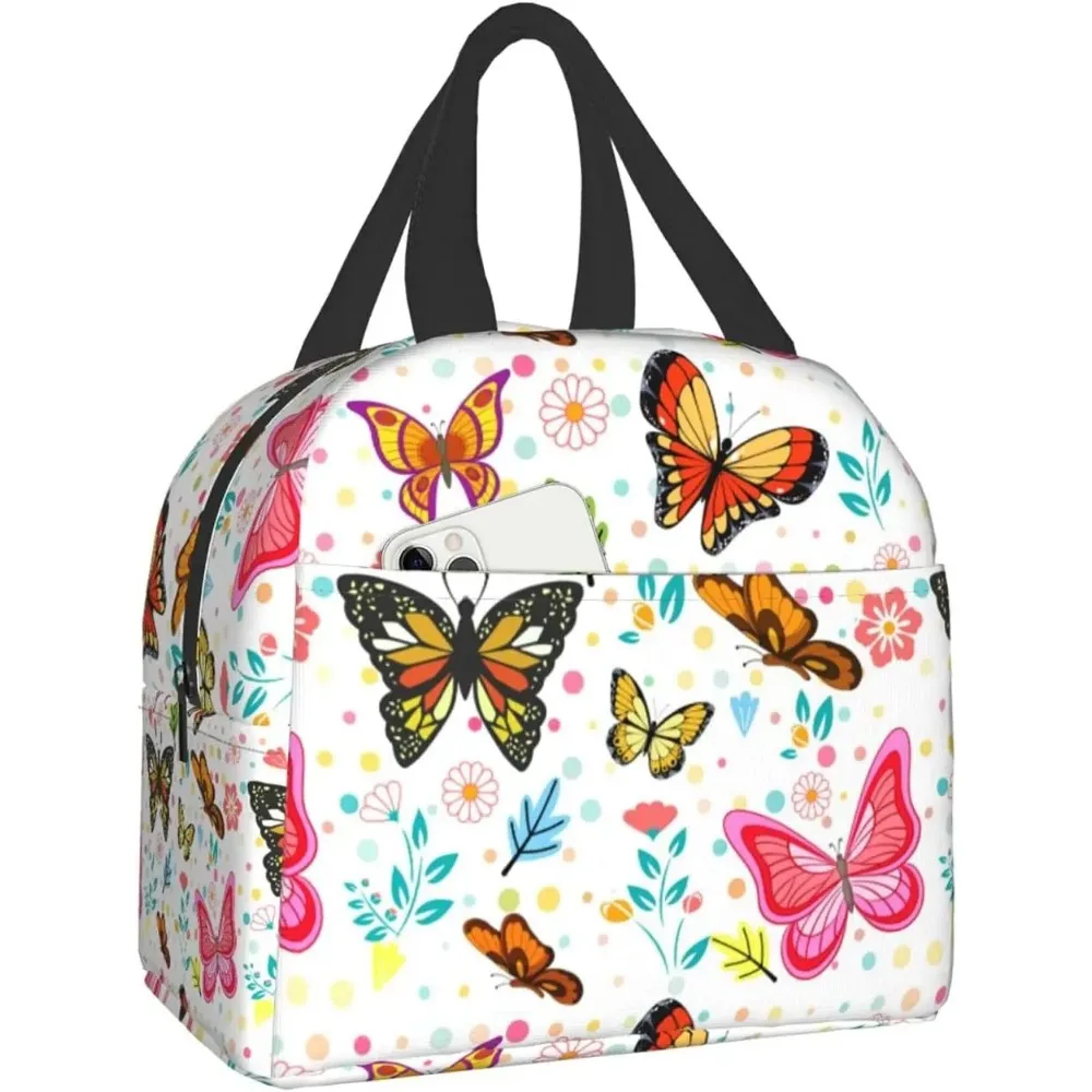 Colorful Butterfly Insulated Lunch Bag with Front Pocket Reusable Thermal Cooler Bento Tote for Women Girls Work School Picnic
Colorful Butterfly Insulated Lunch Bag with Front Pocket Reusable Thermal Cooler Bento Tote for Women Girls Work School Picnic