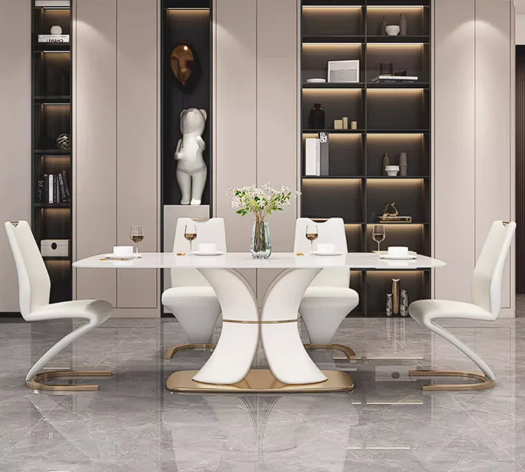 Luxury Modern Dining Room Kitchen Furniture Metal Stainless Steel Dining Room Set Dining Table
Luxury Modern Dining Room Kitchen Furniture Metal Stainless Steel Dining Room Set Dining Table