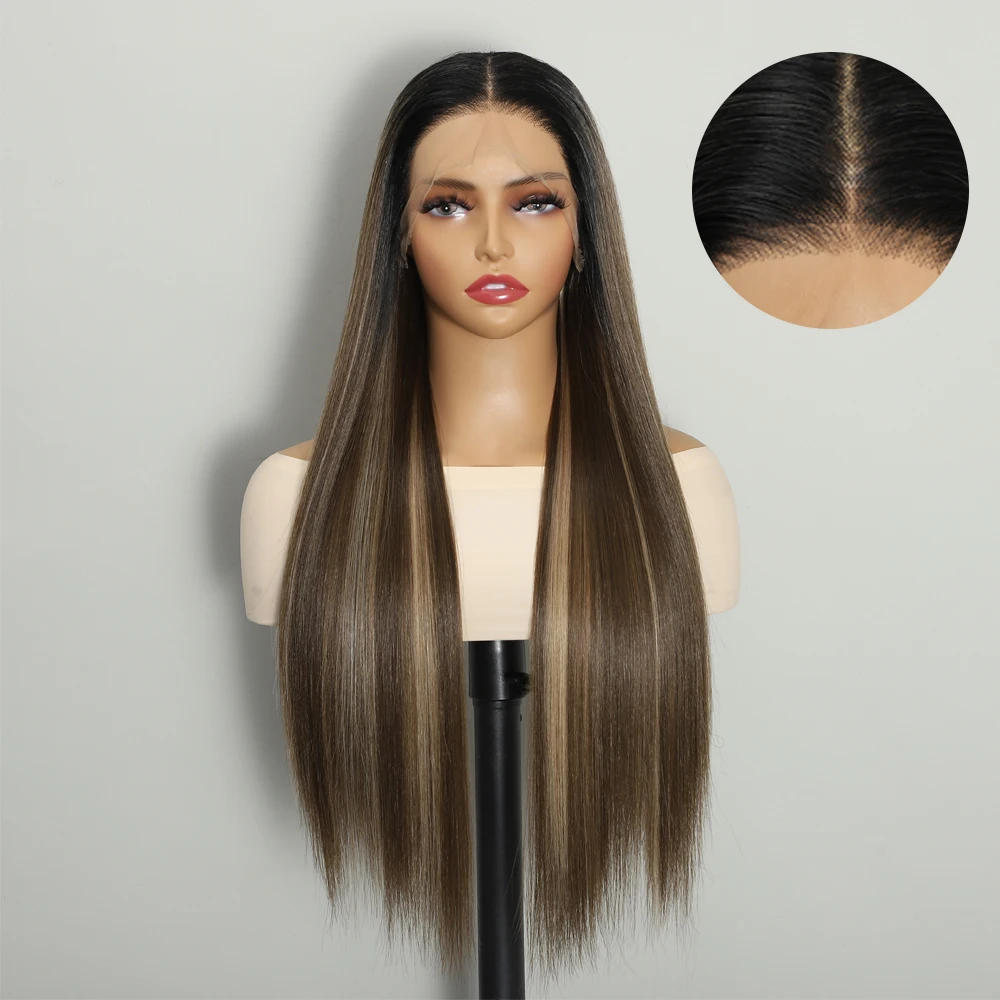 Straight Highlight 13x5*1 HD Lace Wigs 28 Inch Frontal Wig Colored Synthetic Hair Front Wig For Women
Straight Highlight 13x5*1 HD Lace Wigs 28 Inch Frontal Wig Colored Synthetic Hair Front Wig For Women