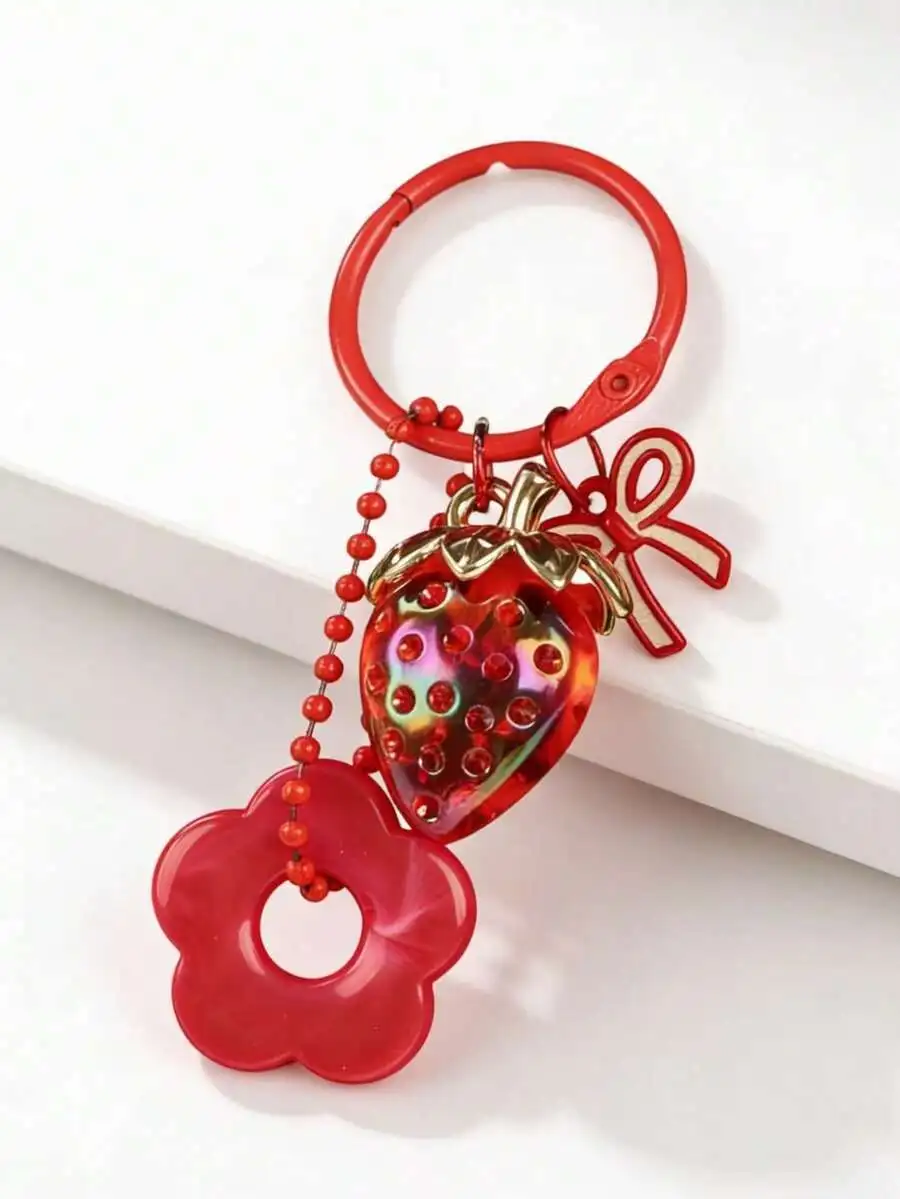 Strawberry acrylic flower pendant keychain with lobster clasp for wallet bag backpack decoration and gift use
Strawberry acrylic flower pendant keychain with lobster clasp for wallet bag backpack decoration and gift use