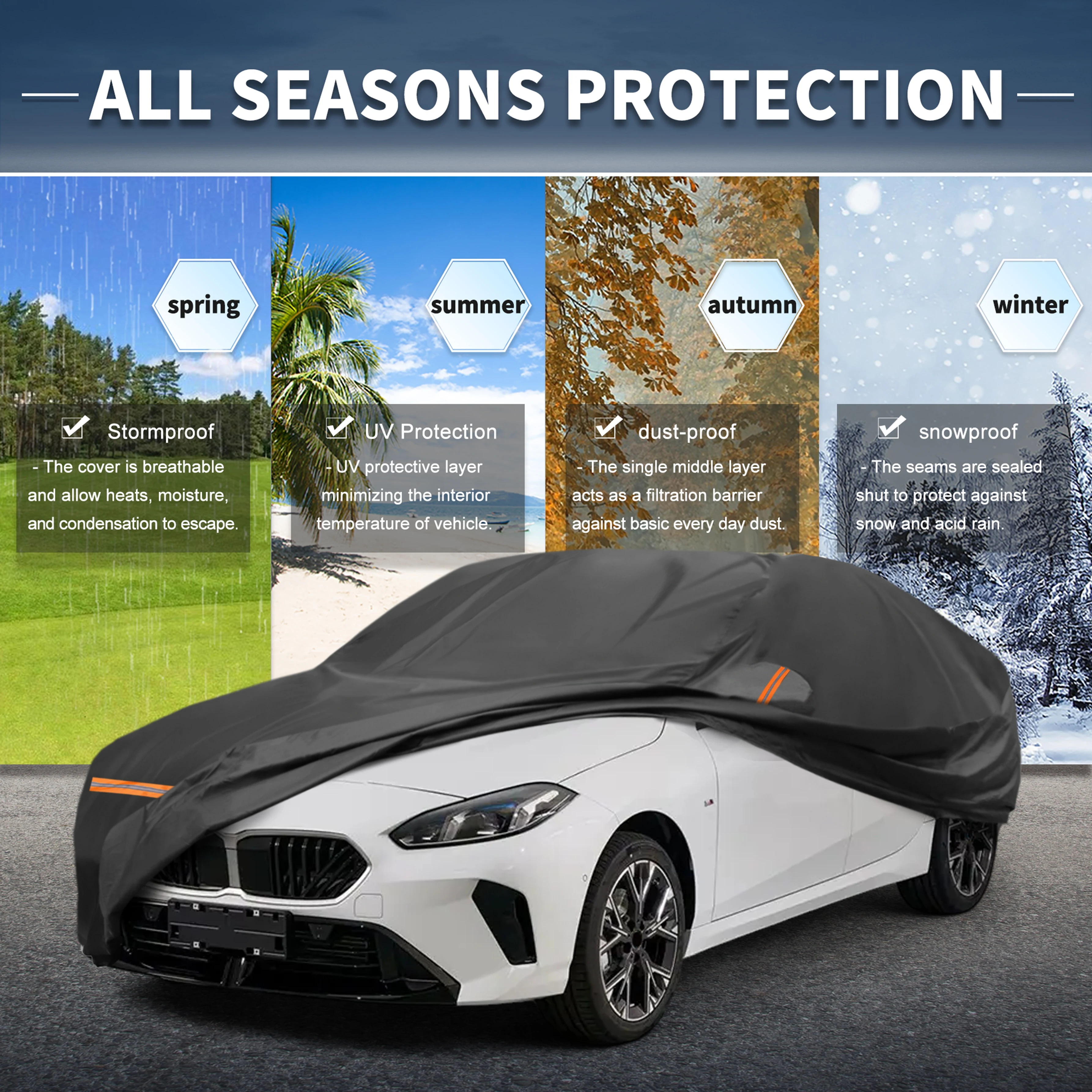 UXCELL Full Car Cover for BMW 2er F22/F23 2013-2021 PEVA Spunlace Cotton Outdoor Waterproof Windproof w/ Passenger Door Zipper
UXCELL Full Car Cover for BMW 2er F22/F23 2013-2021 PEVA Spunlace Cotton Outdoor Waterproof Windproof w/ Passenger Door Zipper