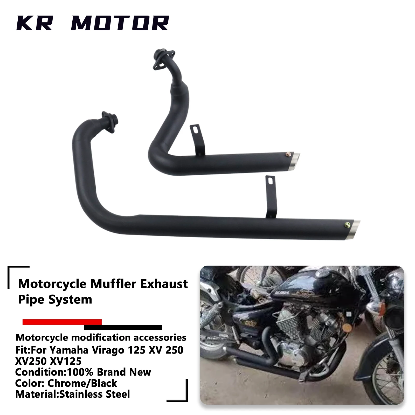 Fits For Yamaha Virago XV125/250 XV250 XV125 Motorcycle Full Exhaust System Dual Exhaust Pipes Twin Tail Slash Cut Muffler End
Fits For Yamaha Virago XV125/250 XV250 XV125 Motorcycle Full Exhaust System Dual Exhaust Pipes Twin Tail Slash Cut Muffler End