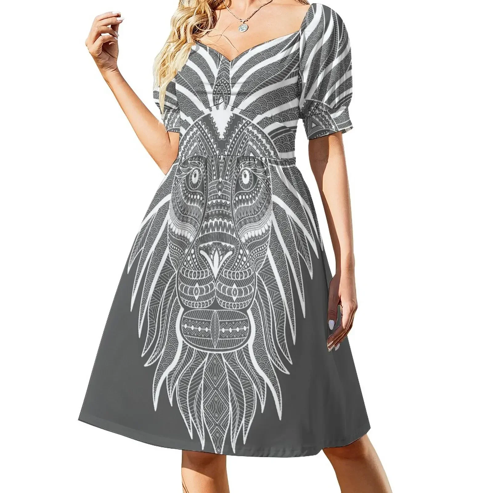 Grey Lion. Wonderful Grey Edition Zen Tangle Art Style of Lion Short-Sleeved Dress cute dress summer dress for women 2025
Grey Lion. Wonderful Grey Edition Zen Tangle Art Style of Lion Short-Sleeved Dress cute dress summer dress for women 2025