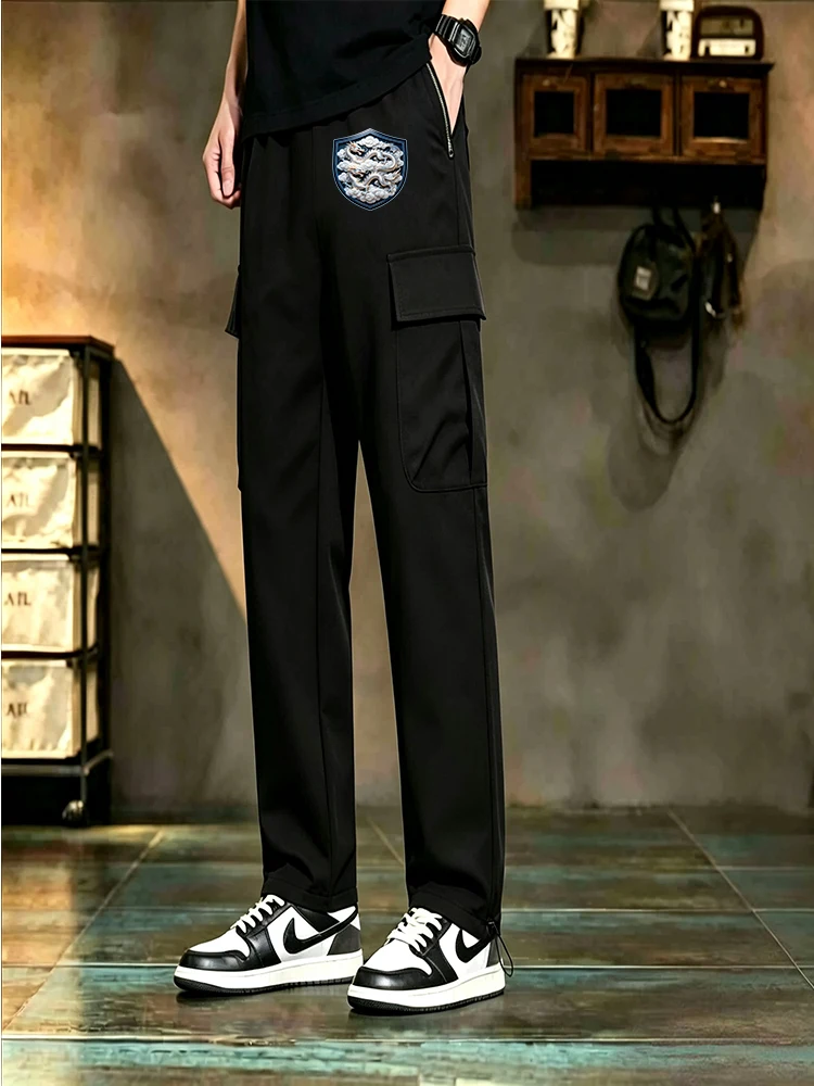 Men Dragon Shield Embroidery Cargo Pants Multi Pocket Drawstring Wide Leg Trousers Streetwear Casual Loose Work Pants
Men Dragon Shield Embroidery Cargo Pants Multi Pocket Drawstring Wide Leg Trousers Streetwear Casual Loose Work Pants
