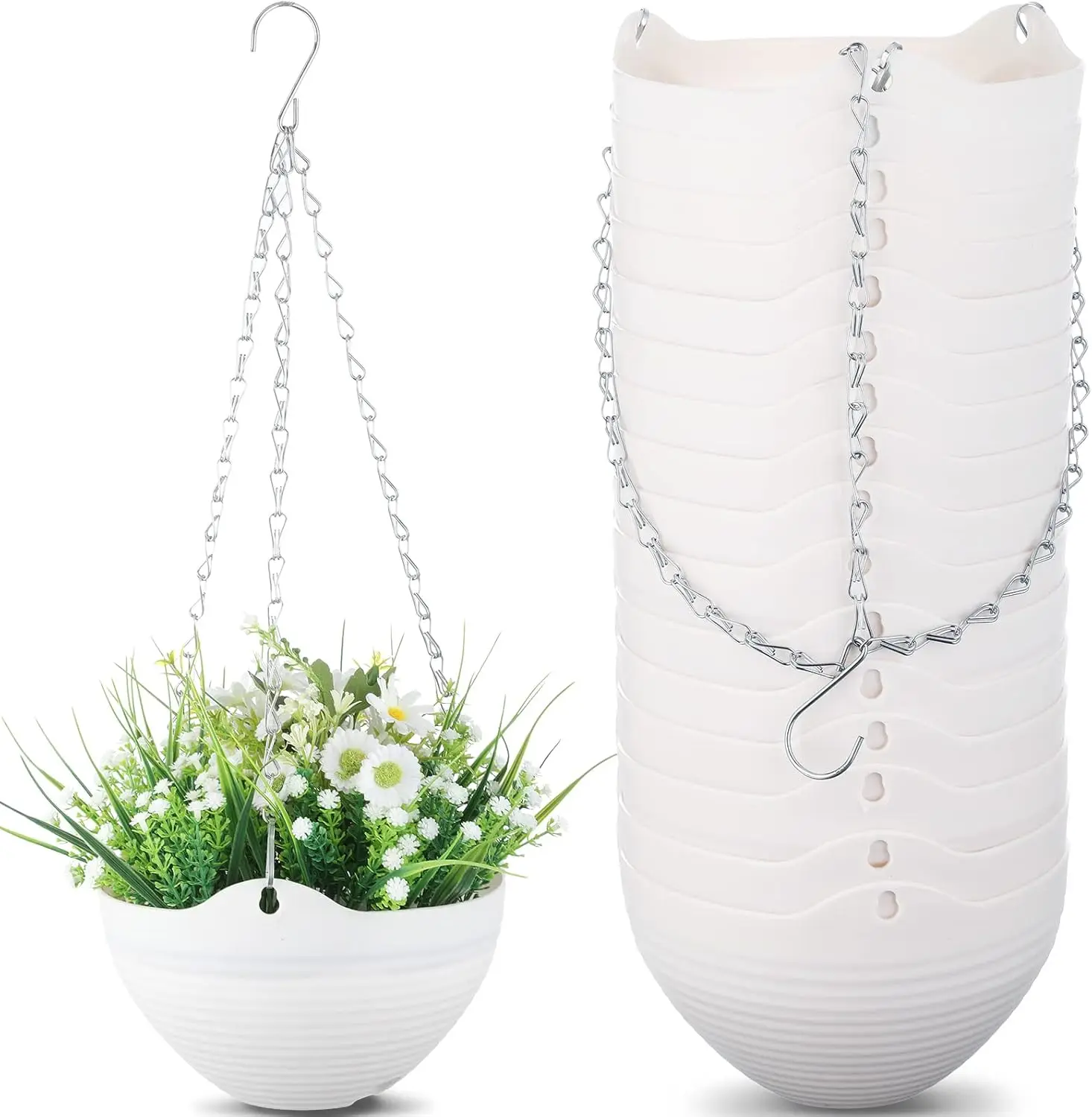 16 Pack Self Watering Hanging Planters 8 Inch Garden Flower Plant Pot Container with Drainer and Chain Round Hanging Pot
16 Pack Self Watering Hanging Planters 8 Inch Garden Flower Plant Pot Container with Drainer and Chain Round Hanging Pot