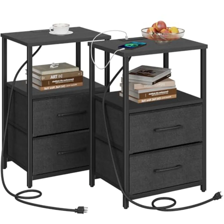 End Table with Charging Station Side Table with 2 USB Ports and Outlets Nightstand with Cloth Drawer Set of 2 Couch Table Black
End Table with Charging Station Side Table with 2 USB Ports and Outlets Nightstand with Cloth Drawer Set of 2 Couch Table Black