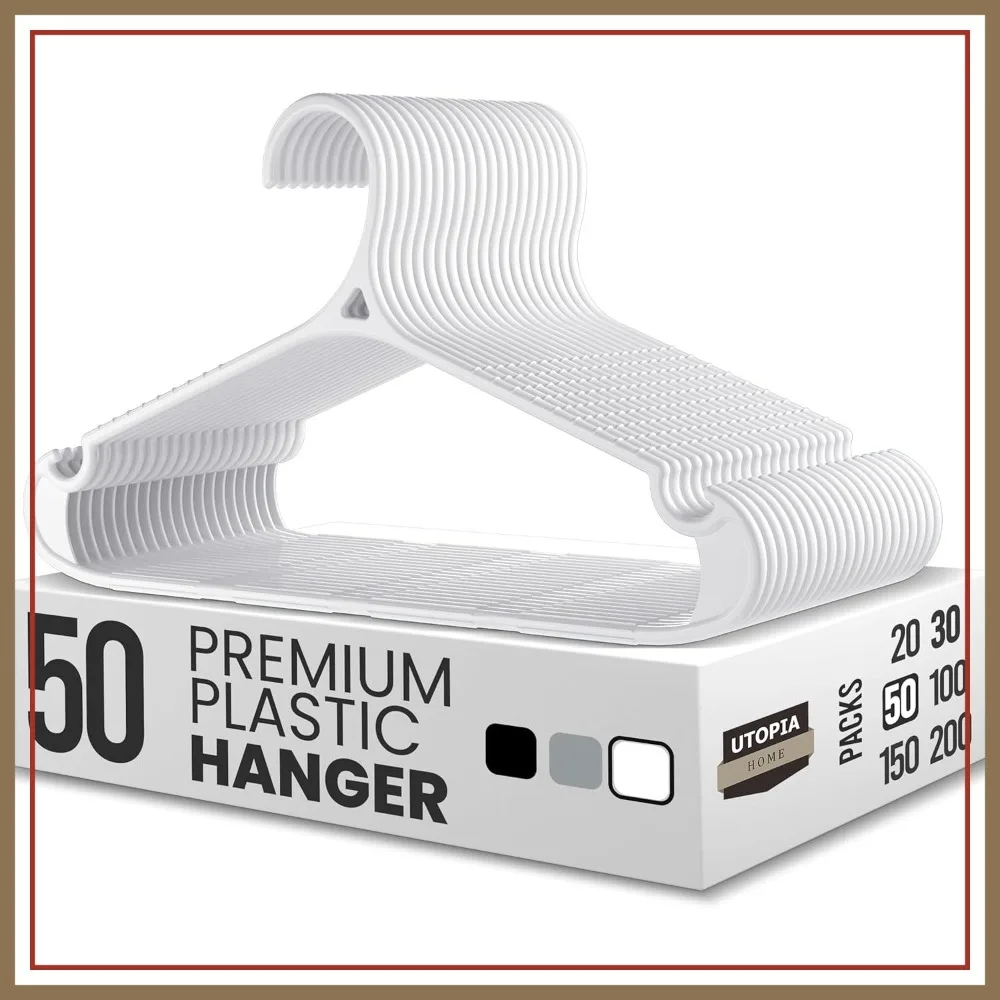 50 Pack Heavy Duty Plastic Hangers with Non-Slip Grooves & Notches for Shirts & Pants – Space-Saving White
50 Pack Heavy Duty Plastic Hangers with Non-Slip Grooves & Notches for Shirts & Pants – Space-Saving White
