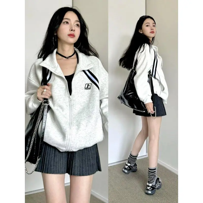 Vintage Zip Up Sweatshirts Women Y2k Oversize Patchwork Hoodies Casual Preppy Style Gray Korean Retro Sport Streetwear
Vintage Zip Up Sweatshirts Women Y2k Oversize Patchwork Hoodies Casual Preppy Style Gray Korean Retro Sport Streetwear
