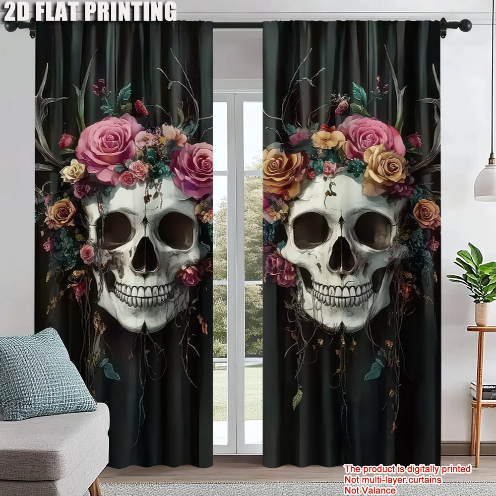 2Pcs Horror Gothic Curtain Retro Flower Skull Curtain For Bedroom Living Room Kitchen Office Home Decoration
2Pcs Horror Gothic Curtain Retro Flower Skull Curtain For Bedroom Living Room Kitchen Office Home Decoration