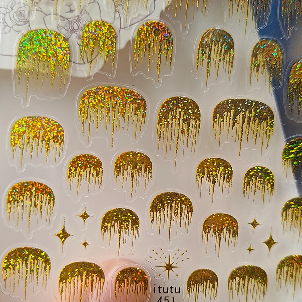 1pcs 5D Sparkling Laser Gold French Waterfall Tassels Design Nail Stickers French Flowing Light Nail Decals Y2K Manicure Decor$%
1pcs 5D Sparkling Laser Gold French Waterfall Tassels Design Nail Stickers French Flowing Light Nail Decals Y2K Manicure Decor$%