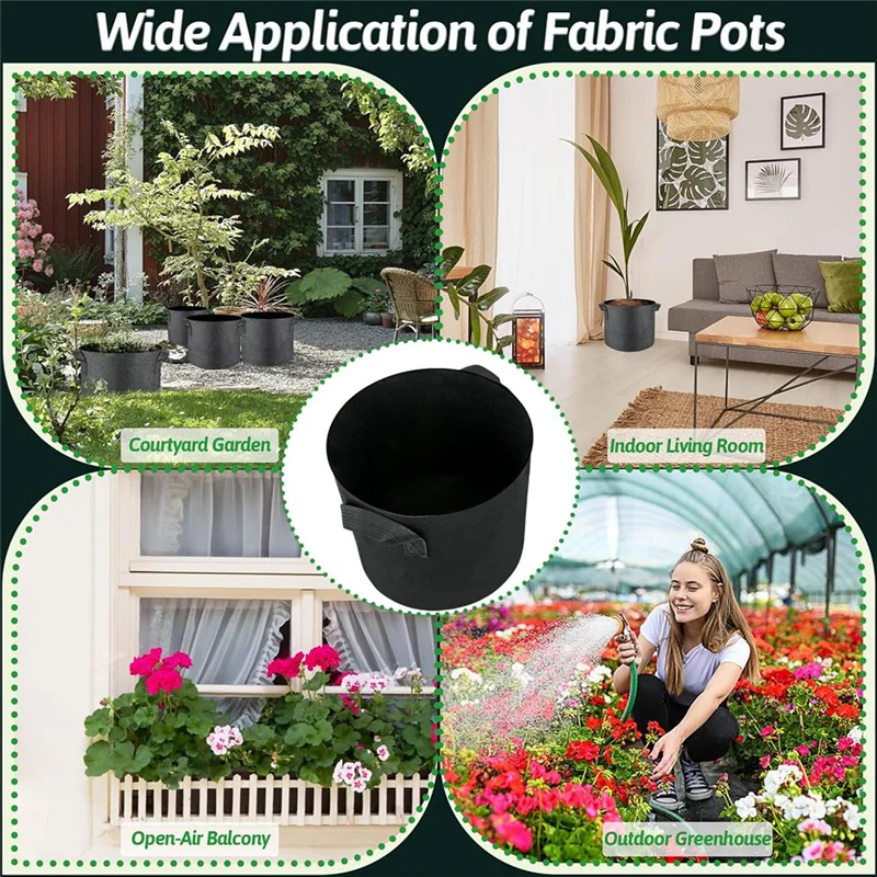 5 Pcs Grow Bags Multi-Purpose Nonwoven Fabric Pots With Handles,Outdoor Garden Plant Pots
5 Pcs Grow Bags Multi-Purpose Nonwoven Fabric Pots With Handles,Outdoor Garden Plant Pots