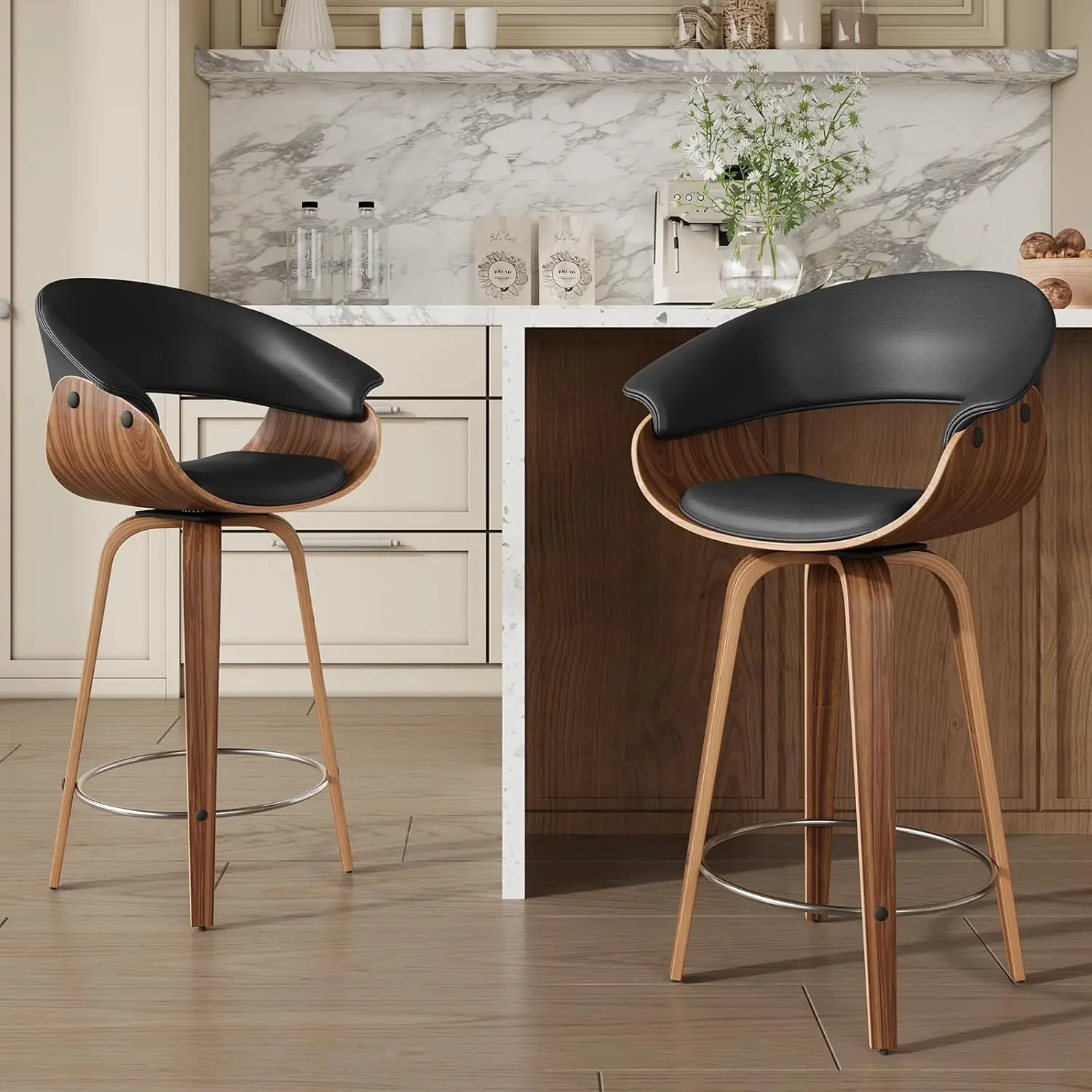 Bar Stools Set of 2, PU Leather Upholstered Counter Height Bar Stools with Open Back, Stylish Barstool with Wood Legs,, Custom
Bar Stools Set of 2, PU Leather Upholstered Counter Height Bar Stools with Open Back, Stylish Barstool with Wood Legs,, Custom