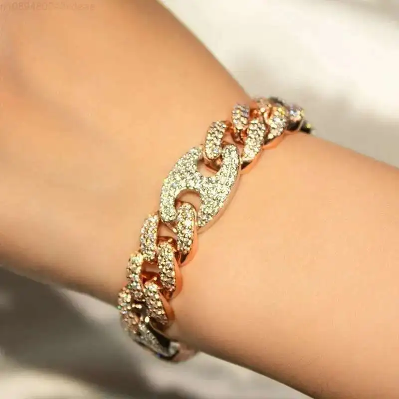 Fine Jewelry Hiphop Men Bracelet Two Tone 12mm 15mm 925 Sterling Silver VVS Moissanite Diamond Cuban Chain Bracelet
Fine Jewelry Hiphop Men Bracelet Two Tone 12mm 15mm 925 Sterling Silver VVS Moissanite Diamond Cuban Chain Bracelet