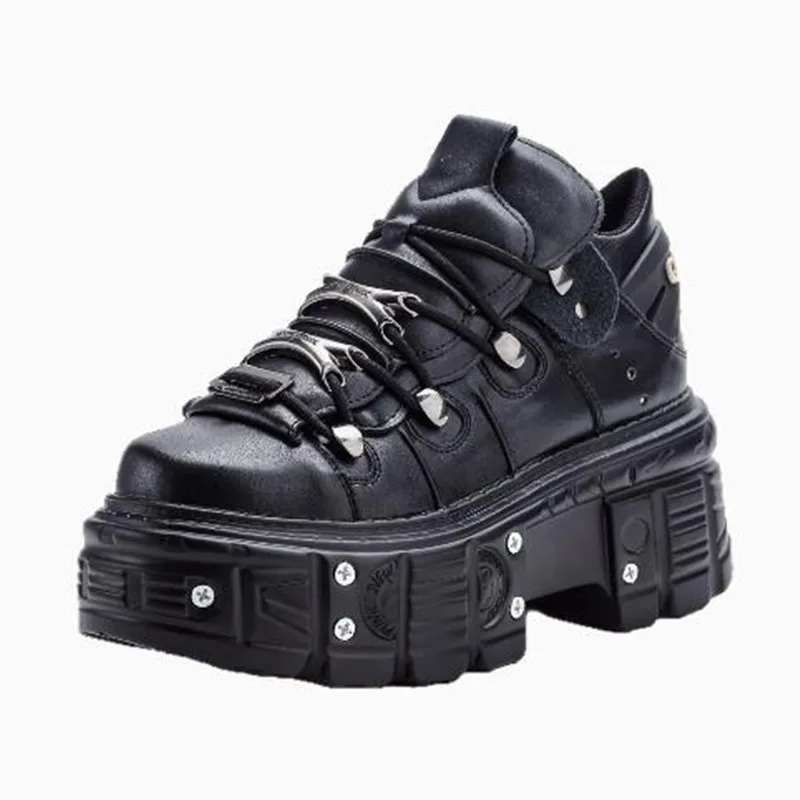 2026 New Punk Style Women Black Shoes Rock Metal Decor Lace-up Heel Height Platform Shoes Gothic Man Sneakers Women Ankle Boots
2026 New Punk Style Women Black Shoes Rock Metal Decor Lace-up Heel Height Platform Shoes Gothic Man Sneakers Women Ankle Boots