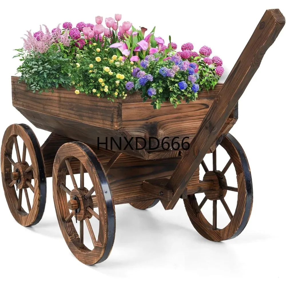 Wood Wagon Planter for Outdoor Balcony Decor - Garden Rustic Wooden Flower with Wheels, Garden Carts
Wood Wagon Planter for Outdoor Balcony Decor - Garden Rustic Wooden Flower with Wheels, Garden Carts