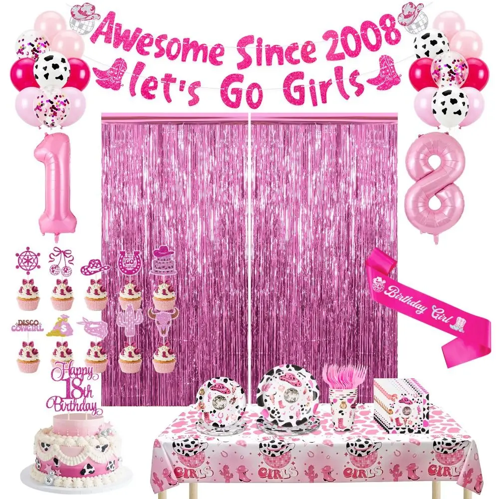 18 Years Old 18 Birthday Decorations Sweet Let's Go, Girls Disco Cowgirl Birthday Western Themed Birthday Banner for Teenager
18 Years Old 18 Birthday Decorations Sweet Let's Go, Girls Disco Cowgirl Birthday Western Themed Birthday Banner for Teenager