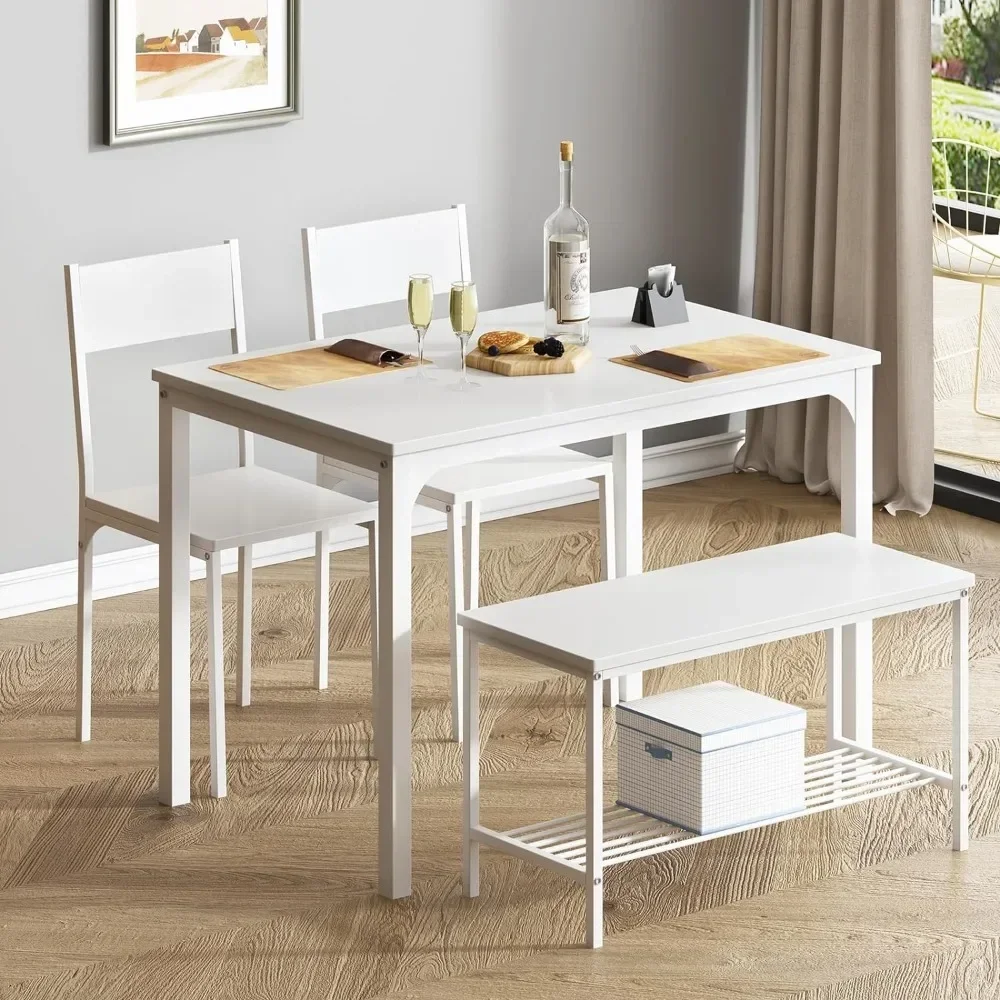 4 Person Dining Table Set,43.3-inch Kitchen Table Set for 2 Chairs with Backrest,2-Person Bench with Storage, Furniture Set
4 Person Dining Table Set,43.3-inch Kitchen Table Set for 2 Chairs with Backrest,2-Person Bench with Storage, Furniture Set