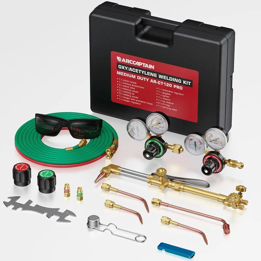 Medium Duty Acetylene Torch Kit with Hose, Regulator, Gauges, Cutting and Welding Tips, Storage Case
Medium Duty Acetylene Torch Kit with Hose, Regulator, Gauges, Cutting and Welding Tips, Storage Case