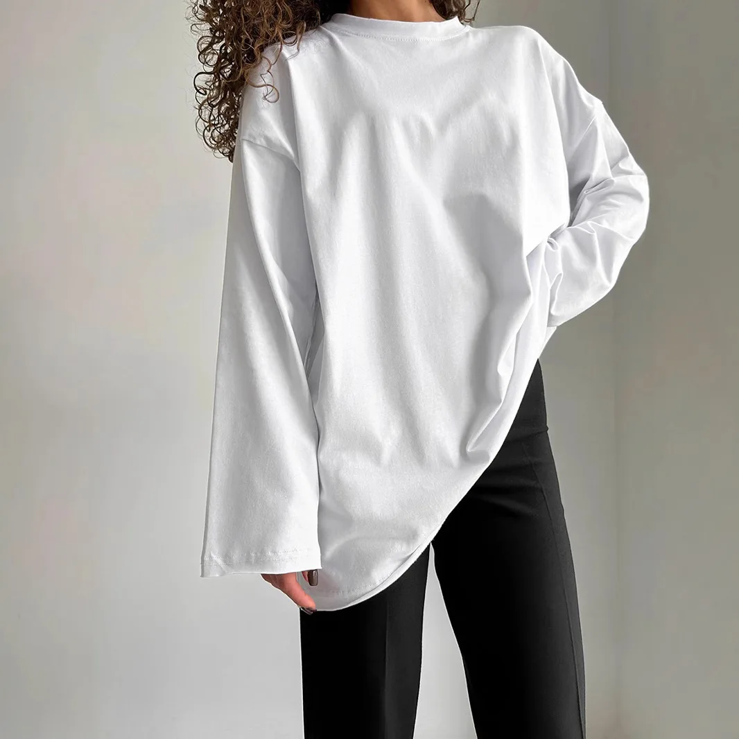 Women Summer Cotton T-shirt Bottoming Spring Basic Fashionable Solid Lady Long Sleeve Loose Tops Shirts
Women Summer Cotton T-shirt Bottoming Spring Basic Fashionable Solid Lady Long Sleeve Loose Tops Shirts