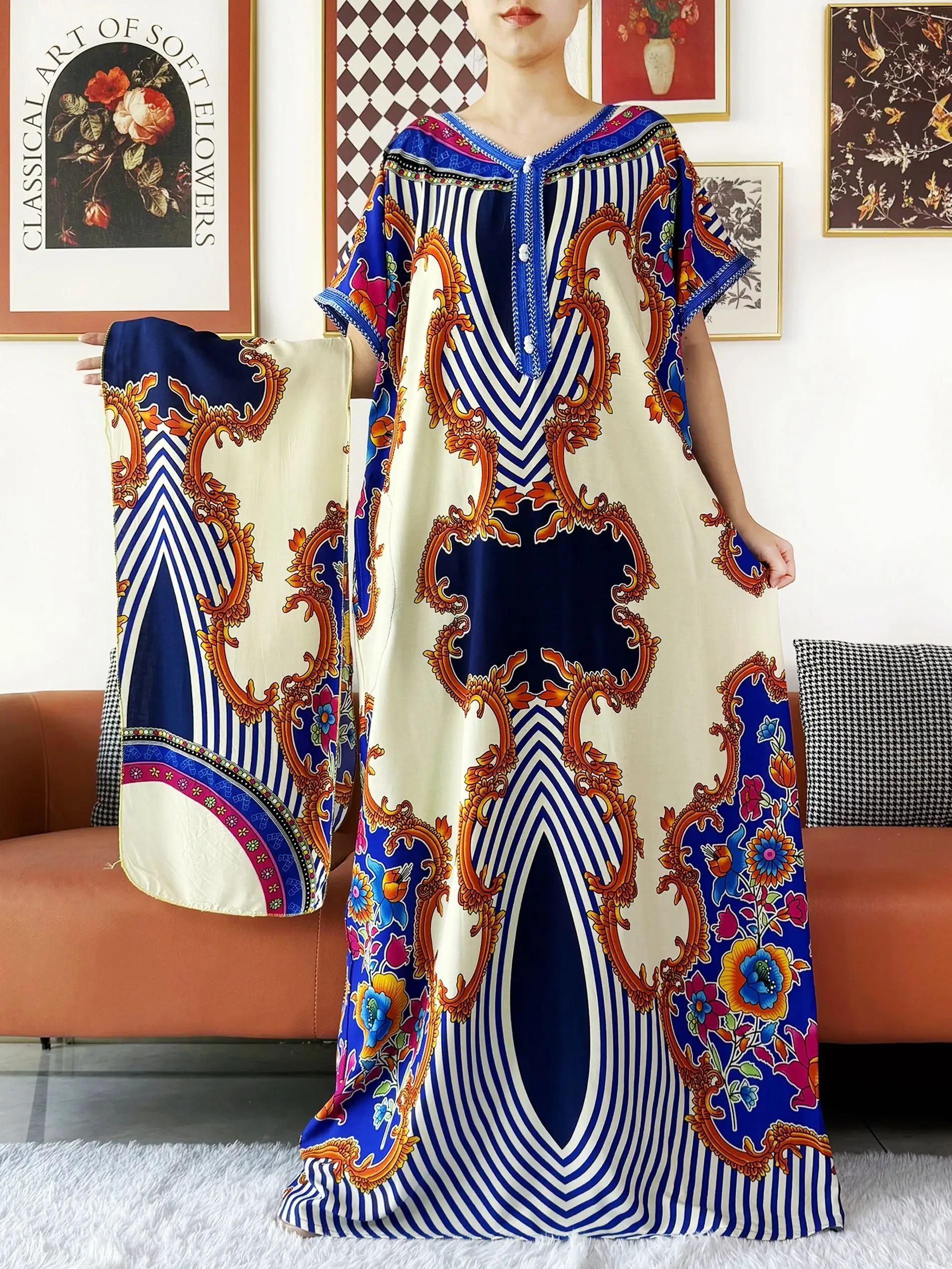2025 African Women Dress Loose Boubou Maxi Dress Cotton Lace Floral Boubou Islamic Abaya Short Sleeve Long Gown for Women
2025 African Women Dress Loose Boubou Maxi Dress Cotton Lace Floral Boubou Islamic Abaya Short Sleeve Long Gown for Women