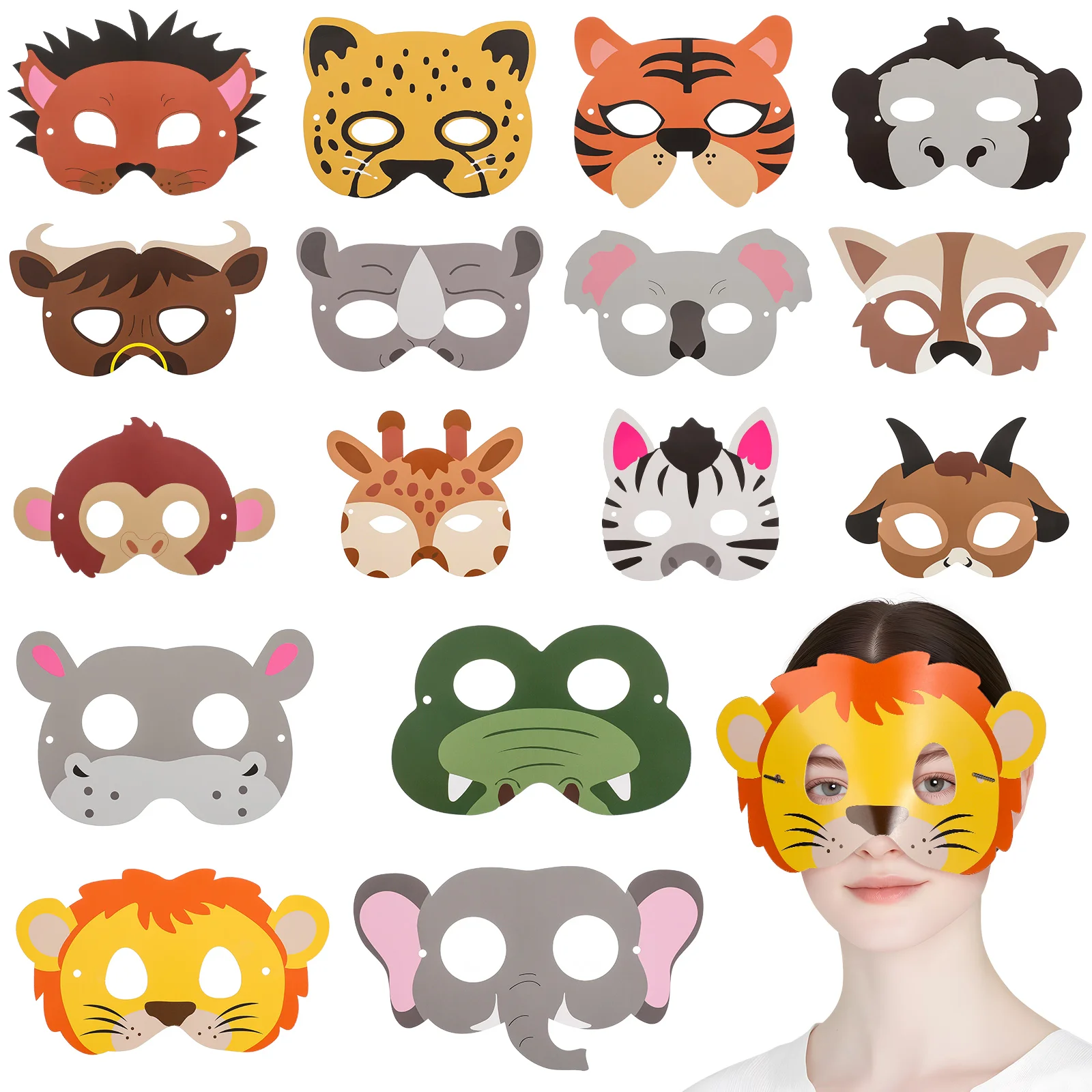 16 Pcs Animal Masks Colorful Designs Kids Paper Masks Tigers Elephants Birthday Party Halloween Cosplay Props Lightweight
16 Pcs Animal Masks Colorful Designs Kids Paper Masks Tigers Elephants Birthday Party Halloween Cosplay Props Lightweight