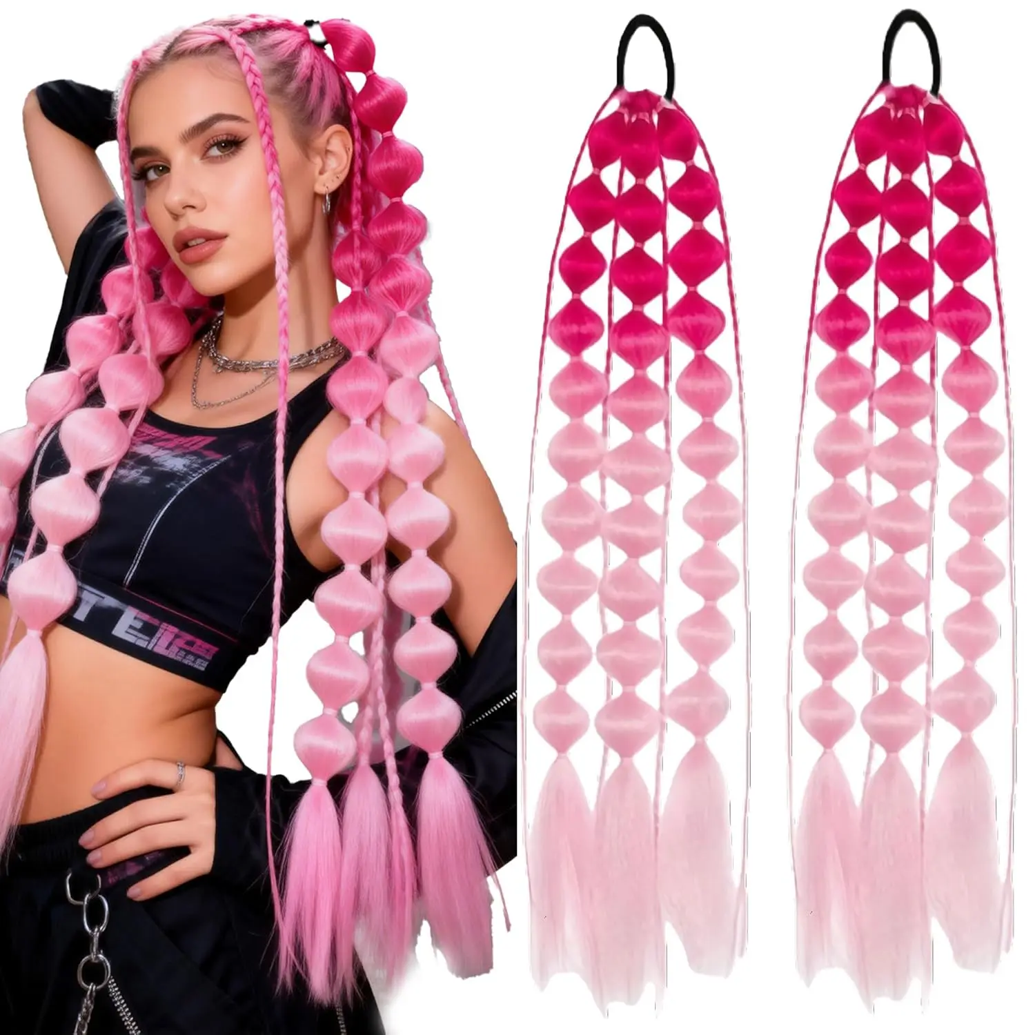 2PCS Colorful Synthetic Bubble Ponytail Extensions, 20 Inches Lightweight Braided Hair Extensions, Festival Rave Accessories
2PCS Colorful Synthetic Bubble Ponytail Extensions, 20 Inches Lightweight Braided Hair Extensions, Festival Rave Accessories