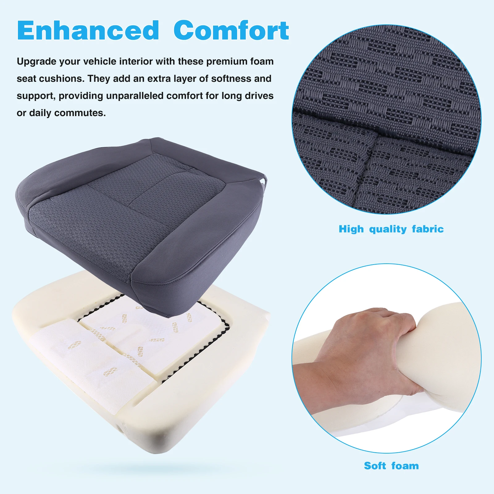 Driver Bottom Seat Cover and Foam Cushion Car Accessories Compatible for Ford F-150 2011-2014
Driver Bottom Seat Cover and Foam Cushion Car Accessories Compatible for Ford F-150 2011-2014