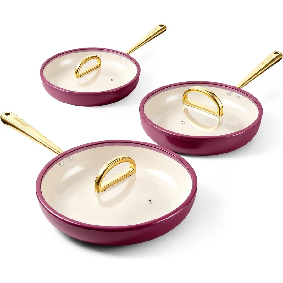 Nonstick Frying Pans Titanium Ceramic 8 10 and 12 Frying Pan Skillet Set with Glass Lids Non Toxic PTFE PFOA Free Oven Safe Com
Nonstick Frying Pans Titanium Ceramic 8 10 and 12 Frying Pan Skillet Set with Glass Lids Non Toxic PTFE PFOA Free Oven Safe Com