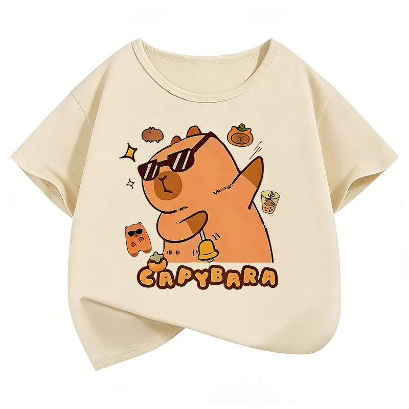 Summer Spring Cute Capybara Print Round Neck Short Sleeved Tee Shirt for Boys and Girls Fashionable Simple Children's T-shirt
Summer Spring Cute Capybara Print Round Neck Short Sleeved Tee Shirt for Boys and Girls Fashionable Simple Children's T-shirt