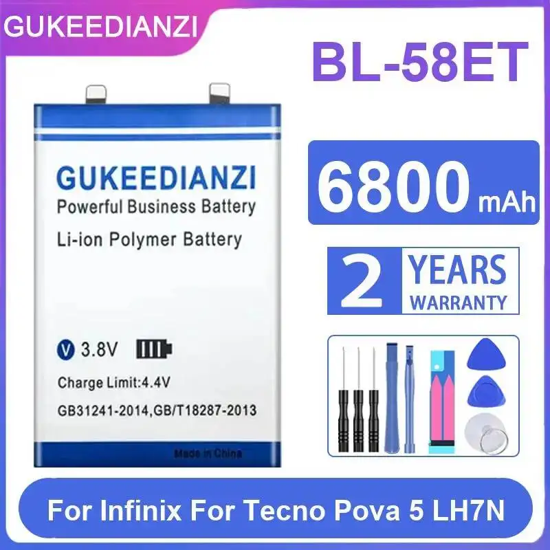 Long-Lasting Performance Mobile Phone Battery Environmentally Friendly BL-58ET 6800mAh For Infinix For Tecno Pova 5 LH7N
Long-Lasting Performance Mobile Phone Battery Environmentally Friendly BL-58ET 6800mAh For Infinix For Tecno Pova 5 LH7N