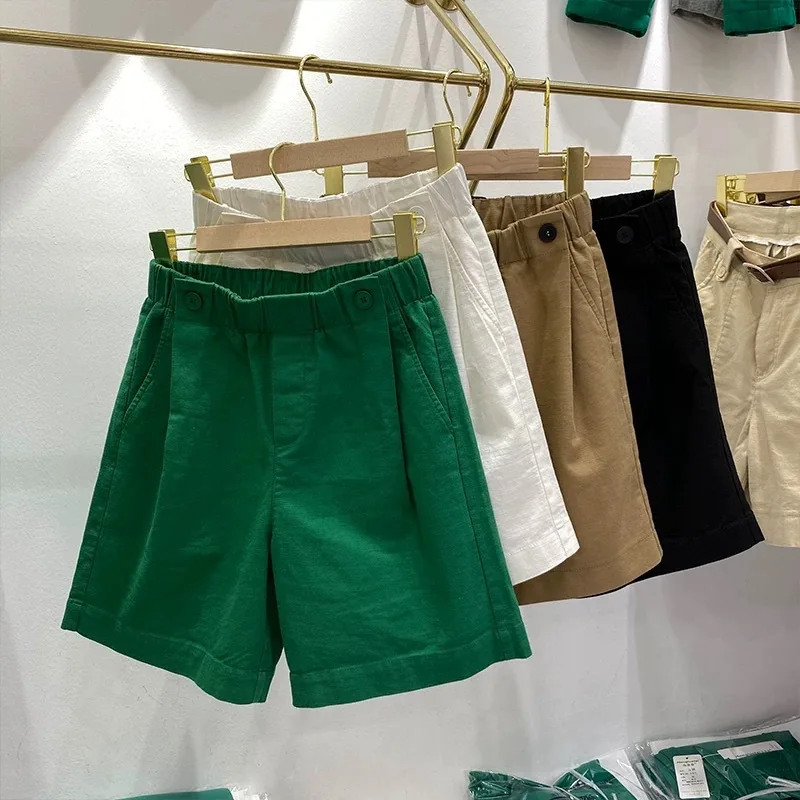 2026 Summer Women's Cotton Elastic Waist Shorts, Loose A-Line Solid Green Wide Leg Casual Shorts
2026 Summer Women's Cotton Elastic Waist Shorts, Loose A-Line Solid Green Wide Leg Casual Shorts