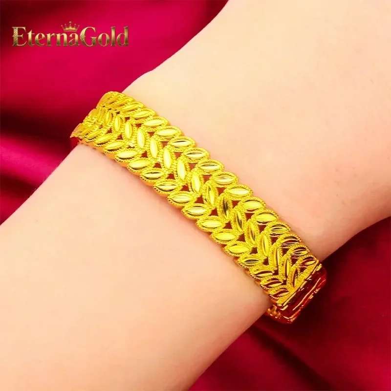 EternaGold 24K gold wide-edged snap bracelet | AU999 full gold, three-dimensional leaf vein texture is lifelike
EternaGold 24K gold wide-edged snap bracelet | AU999 full gold, three-dimensional leaf vein texture is lifelike